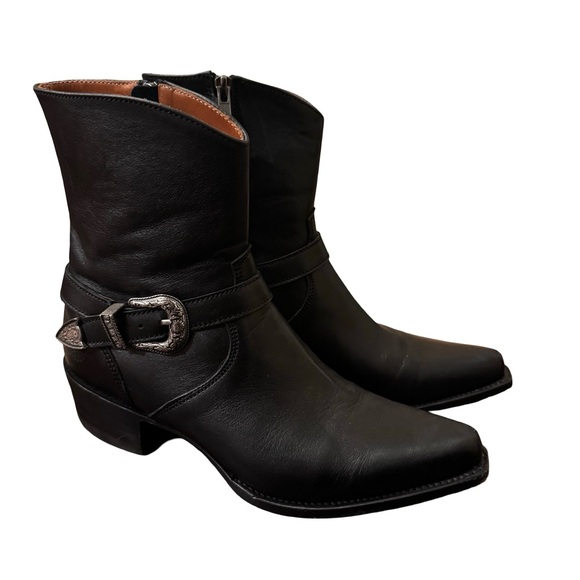 Ranch Road Scarlett Buckle Black Western Leather Boots 8M - Picture 3 of 13